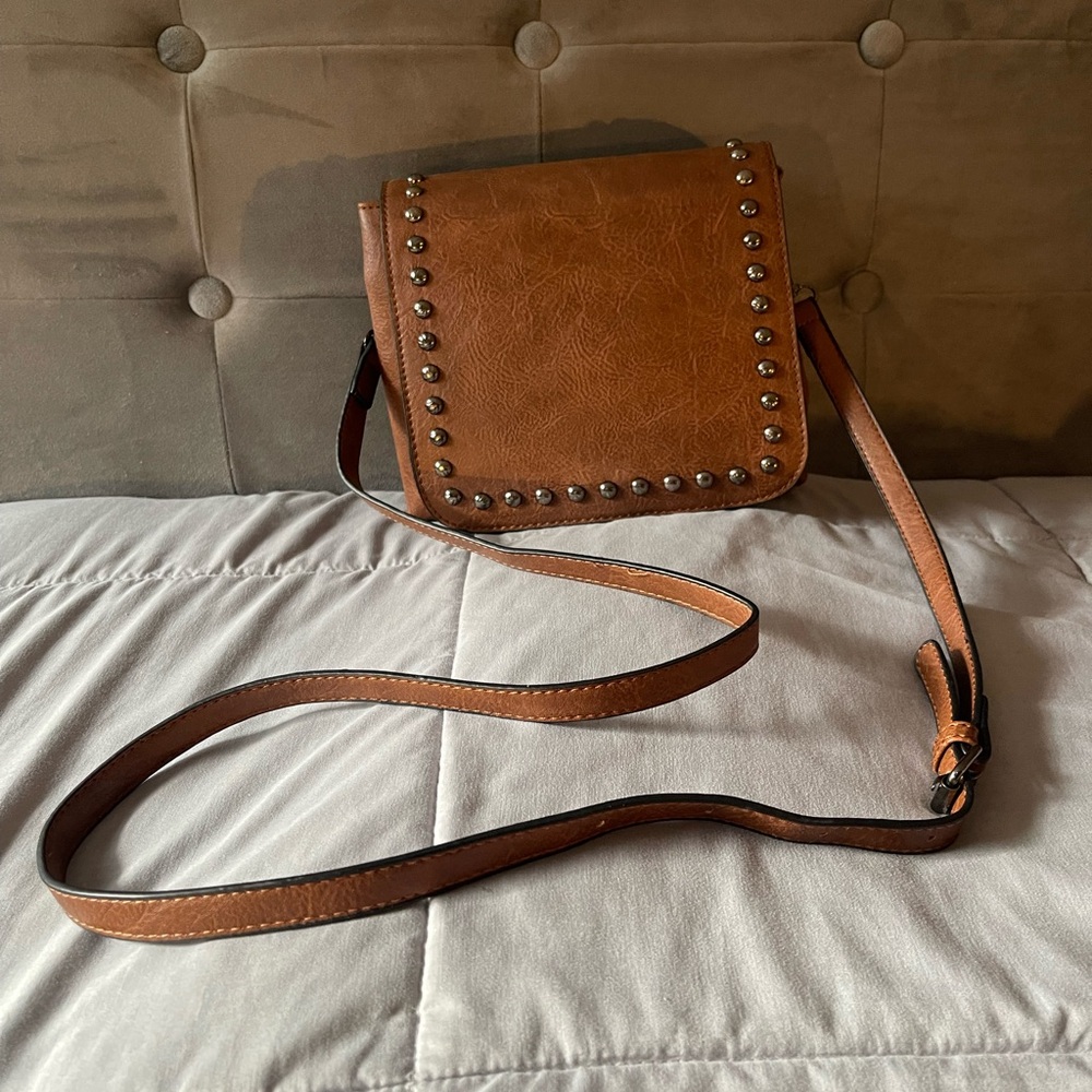 Sam and Hadley brown cross body purse with rivets